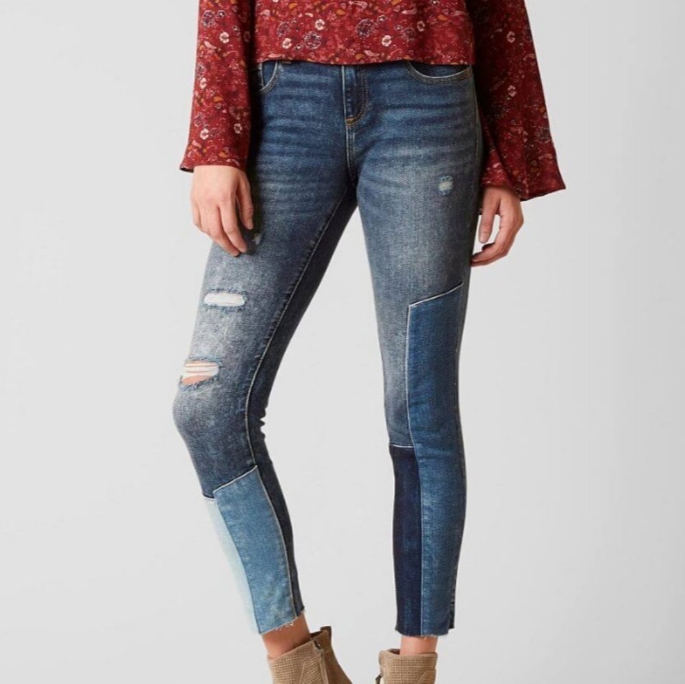 MISS ME Patchwork Destructed Skinny Jeans